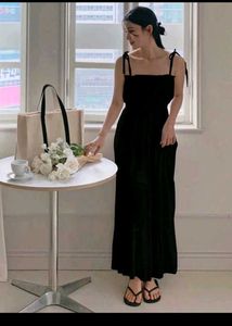 Black Summer Tie Up Dress