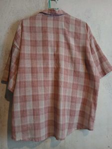 Unisex Pink Plaid Short Sleeve Shirt