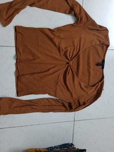 Brown Knot-Front Top