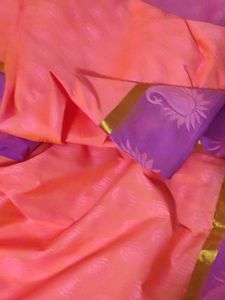 Ethnic Saree In Peach And Purple