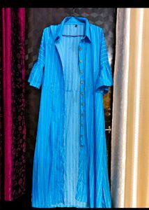 Blue Striped Shirt Dress