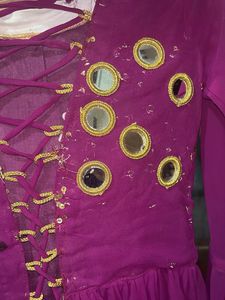 Purple Mirror Work Kurta
