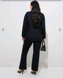 5XL Velvet Collar Black Shirt