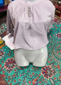 Lavender Button Top
