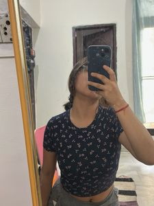 Floral Print Cropped Tee