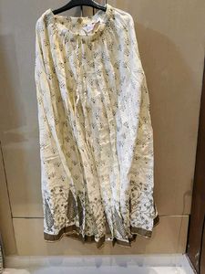 Biba Creme Ethnic Golden Printed Palazzo