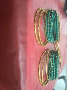 Green &amp; Gold Bangles