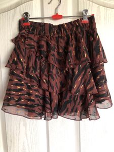 Attractive Brown Tiered Mini Skirt