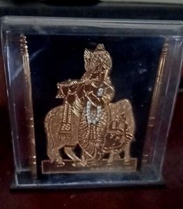 Krishna on Nandi Gold Plated Art