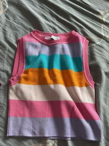 Zara Colorful Striped Knit Top