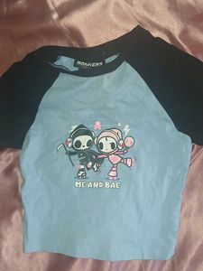 Blue Graphic Print Top