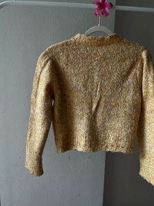 Warm Yellow Round Collar Cardigan