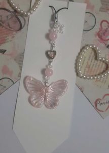 Pink Butterfly Phone Charm