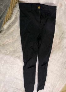 ZARA ripped Black High-Waisted Skinny Jeans
