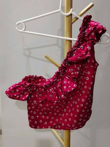One Shoulder Red Top