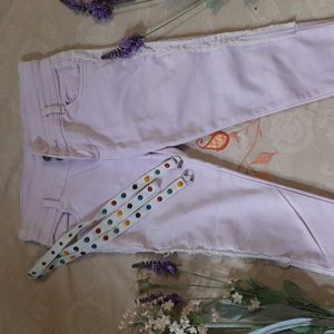 Beautiful Pink Bodycut Denim Jeans For Girls