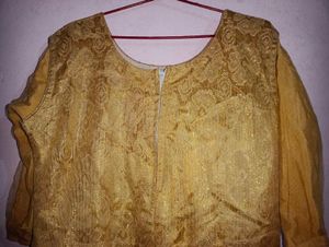 Elegant Gold Anarkali Gown