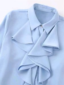 New ZARA SATIN RUFFLE SHIRT