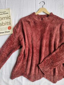 Chenille Velvet Mock Neck Sweater