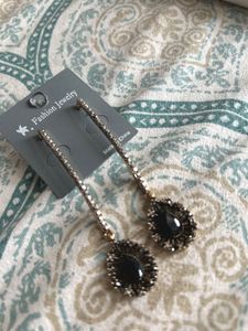 Elegant Black Stone Drop Earrings