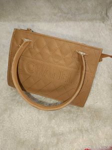 Tan Quilted Handbag
