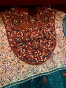 Zardozi Embroidered Teal Velvet Anarkali