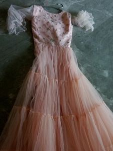 Peach Colour Long Gown