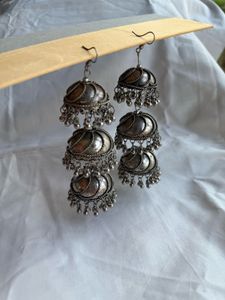 Oxidise, silver colour earrings, JhumkaS