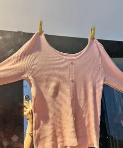 Pink Ribbed Top ! Size S