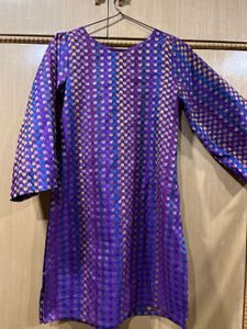 Purple Short kurti and bell bottom pants set