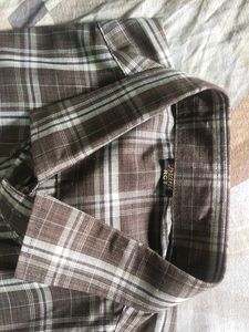 Brown Plaid Button-Down Shirt