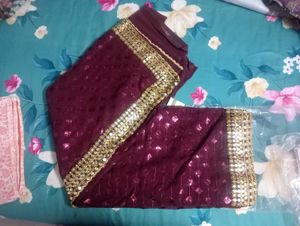 Elegant Dark Brown Saree
