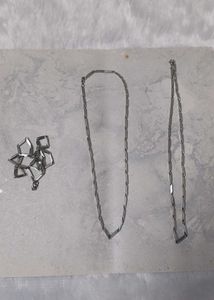 Silver Chain Necklace-1&amp;Finger Rings-2