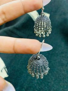 Silver Jhumka Earrings