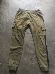 Olive Green Cargo Joggers And T Shirt For Men