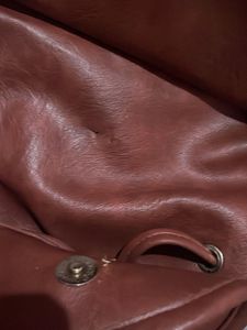Stylish Brown Backpack Button Damaged