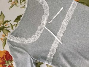 Grey Lace Inserts Fit And Flare Dress💗