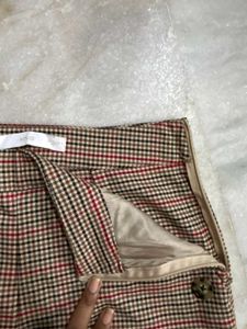 MANGO Checked Wide Leg Trousers