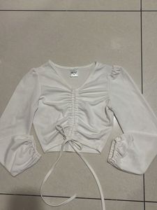 White Long Sleeve Crop Top