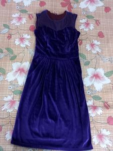 Purple velvet knee length Dress