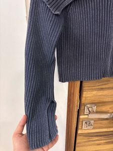 Ribbed Knit Zip-Up Cardigan