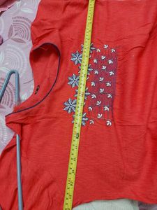 Coral Pink Embroidery Kurti