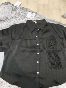 Chic Black Fringe Shirt