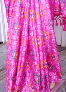 New Barbie Pink Saree With Tassels