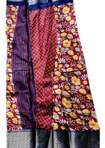 New Dola Silk Saree With Blouse. Elegant Floral Pr