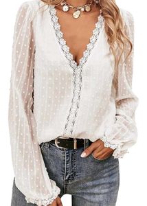 Shein White Lace Shirt Blouse Top Size L