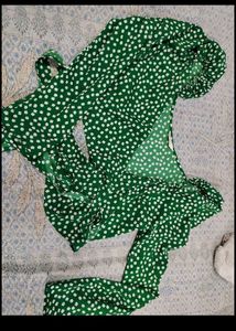 Berry lush Green Doted Top