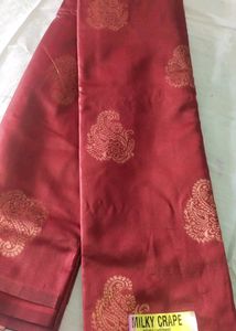 Border Less Soft Copper Zari Silk Saree