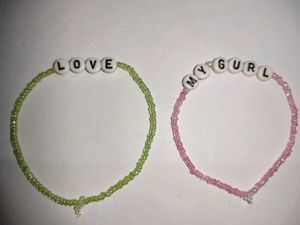 Custom Beaded Word Bracelets - Set of 2