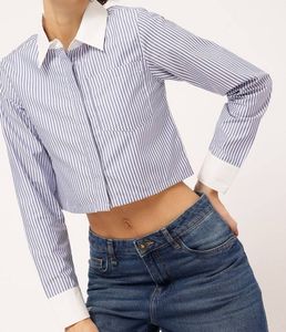 Blue Stripe Crop Shirt